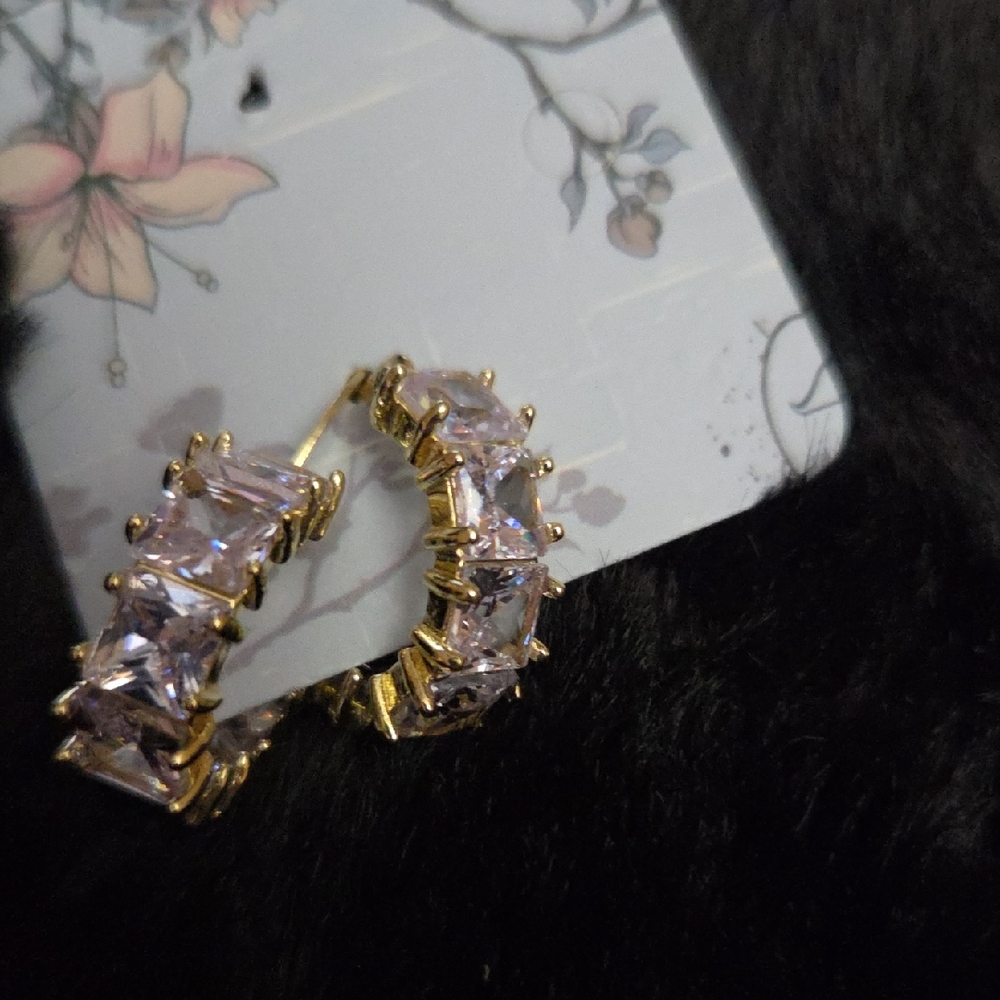 Elegant Gold And Crystal Hoop Earrings
